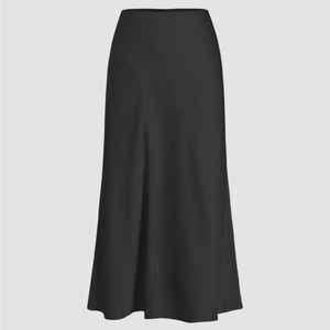 Cider Black Ruffle Satin Maxi Skirt - XL